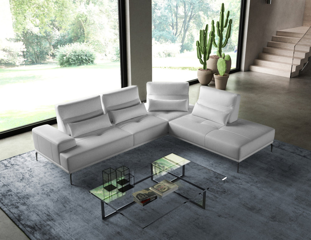 VIG Furniture Coronelli Collezioni Sunset - Contemporary Italian White Leather Right Facing Sectional Sofa VGCCSUNSET-RAF-WHT-SECT