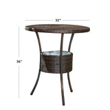 Multibrown Wicker Outdoor Bistro Bar Set with Ice Pail Noble House