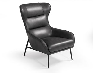 VIG Furniture Divani Casa Susan Modern Dark Grey Leatherette Lounge Chair VGBNEC-084-GRY