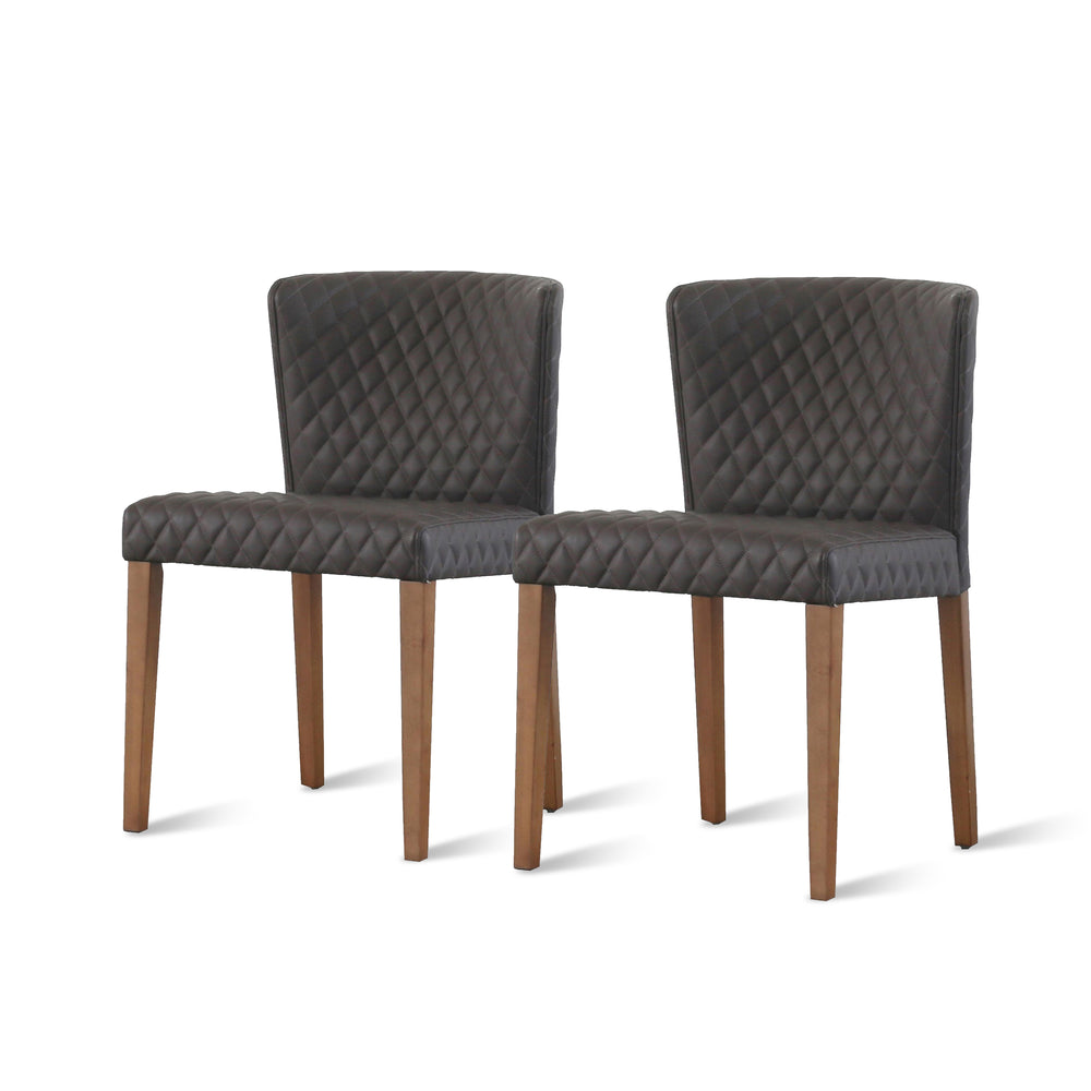 Albie Diamond Stitching Leatherette Chair - Set of 2 Danburry Gray