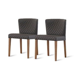 Albie Diamond Stitching Leatherette Chair - Set of 2 Danburry Gray
