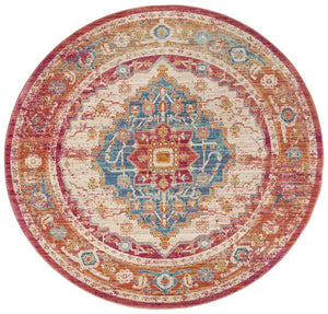 Sutton 404  Power Loomed 68% Polyester 25% Cotton 7% Polycotton Rug Fuchsia / Ivory