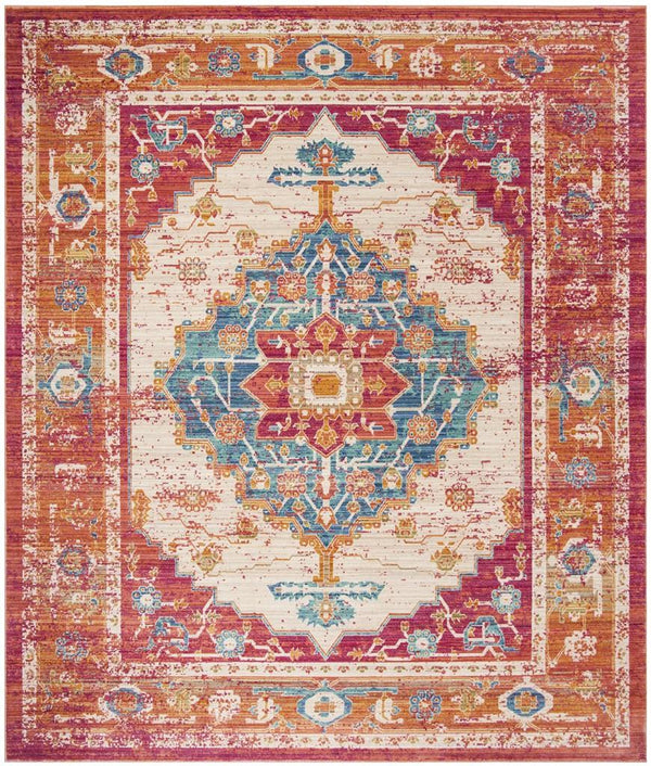 Sutton 404  Power Loomed 68% Polyester 25% Cotton 7% Polycotton Rug Fuchsia / Ivory