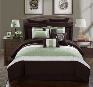 Pisa Brown King 16pc Comforter Set