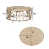 Bruce Outdoor Wicker Coffee Table, Light Brown Noble House