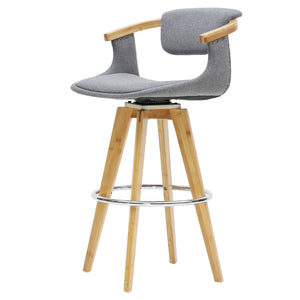 Darwin 360-Degree Swivel Counter Stool - Chic Mid-Century Design with Bamboo Legs and Linen Upholstery
