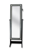 Glitzy Crystal Border Cheval Mirror, Elegant Black