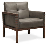 Carverdale Leather Club Chair with Wood Frame