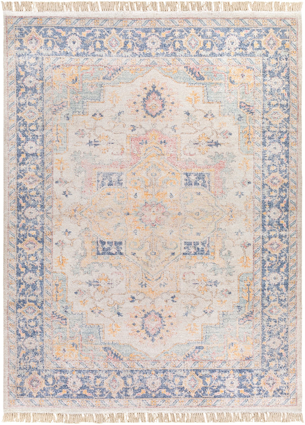 Sivas SVS-2301 Traditional Viscose, Polyester, Cotton Rug SVS2301-810 Bright Orange, Aqua, Pale Blue, Beige, Khaki, Cream, Denim, Dark Blue, Terracotta, Pale Pink 40% Viscose, 35% Polyester, 25% Cotton 8' x 10'