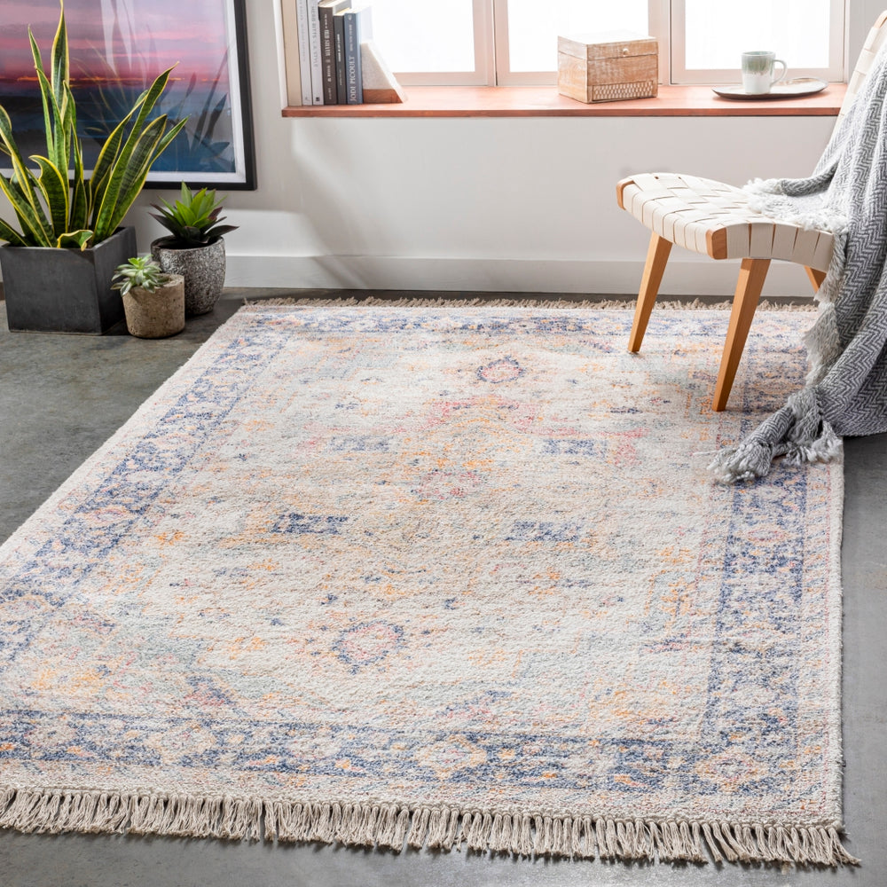 Sivas SVS-2301 Traditional Viscose, Polyester, Cotton Rug SVS2301-8612 Bright Orange, Aqua, Pale Blue, Beige, Khaki, Cream, Denim, Dark Blue, Terracotta, Pale Pink 40% Viscose, 35% Polyester, 25% Cotton 8'6" x 12'