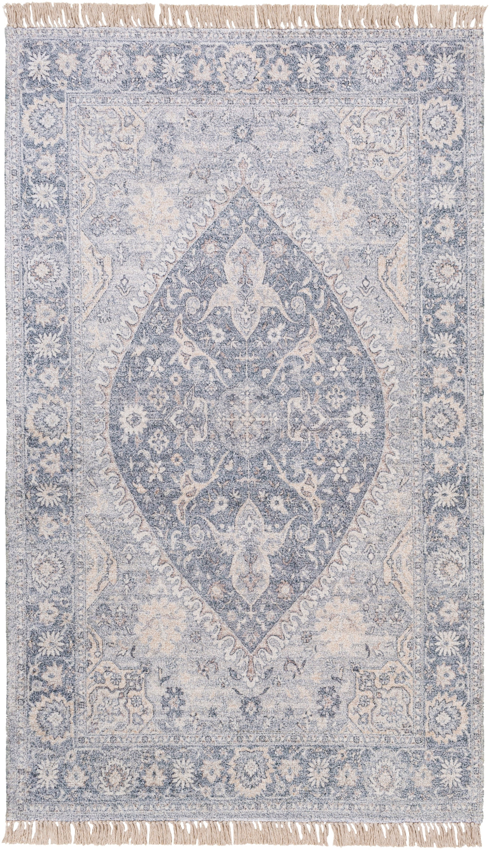 Sivas SVS-2302 Traditional Viscose, Polyester, Cotton Rug SVS2302-8612 Pale Blue, Navy, Beige, Camel, Khaki, Cream 40% Viscose, 35% Polyester, 25% Cotton 8'6" x 12'
