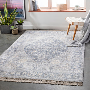 Sivas SVS-2302 Traditional Viscose, Polyester, Cotton Rug SVS2302-8612 Pale Blue, Navy, Beige, Camel, Khaki, Cream 40% Viscose, 35% Polyester, 25% Cotton 8'6" x 12'