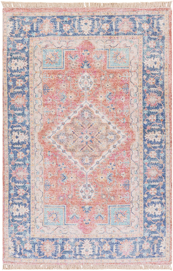 Sivas SVS-2303 Traditional Viscose, Polyester, Cotton Rug SVS2303-8612 Dark Blue, Cream, Beige, Mustard, Sky Blue, Dark Red, Bright Orange, Bright Pink 40% Viscose, 35% Polyester, 25% Cotton 8'6" x 12'