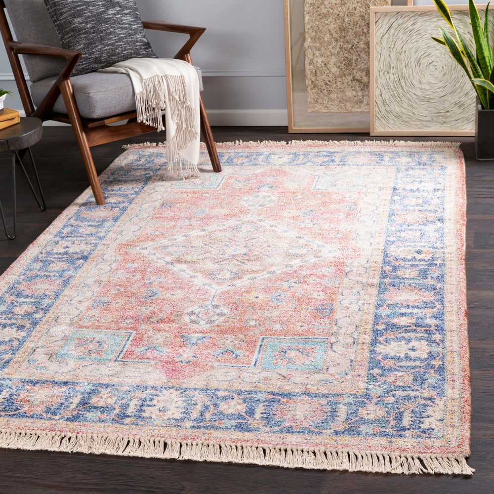 Sivas SVS-2303 Traditional Viscose, Polyester, Cotton Rug SVS2303-8612 Dark Blue, Cream, Beige, Mustard, Sky Blue, Dark Red, Bright Orange, Bright Pink 40% Viscose, 35% Polyester, 25% Cotton 8'6" x 12'