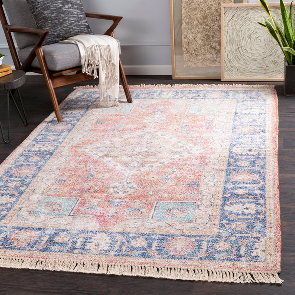 Sivas SVS-2303 Traditional Viscose, Polyester, Cotton Rug SVS2303-8612 Dark Blue, Cream, Beige, Mustard, Sky Blue, Dark Red, Bright Orange, Bright Pink 40% Viscose, 35% Polyester, 25% Cotton 8'6" x 12'