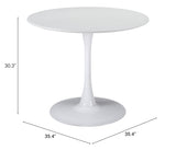 Zuo Modern Opus MDF, Steel Modern Commercial Grade Dining Table White MDF, Steel