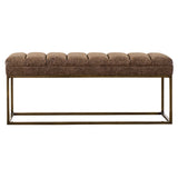 Darius Elegant Leatherette Bench with Brushed Gold Steel Frame – Versatile & Fully Assembled Seating