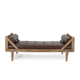 Zentner Rustic Tufted Double End Chaise Lounge with Bolster Pillows, Dark Brown and Natural Noble House