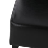 Pollards Contemporary Upholstered Dining Chairs (Set of 6), Midnight Black Faux Leather and Espresso Noble House