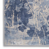 Nourison Sleek Textures SLE02 Machine Made Power-loomed Indoor Area Rug Blue/Cream 7'10" x 10'6" 99446711434