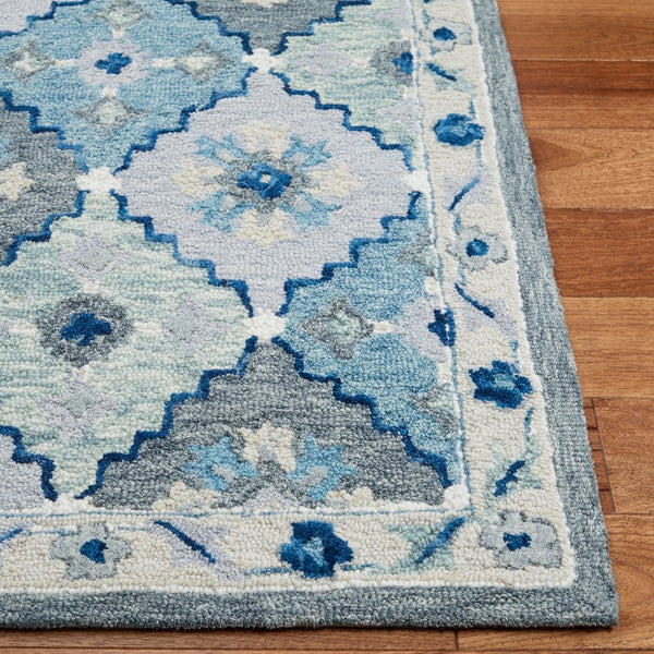 Suzani 501  Hand Tufted 100% Wool Pile Rug Blue / Grey