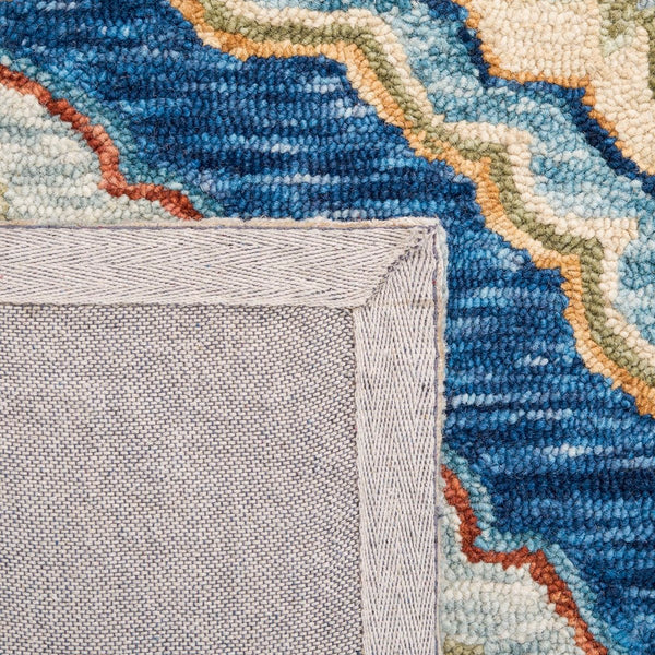 Suzani 503  Hand Tufted 100% Wool Pile Rug Navy / Green