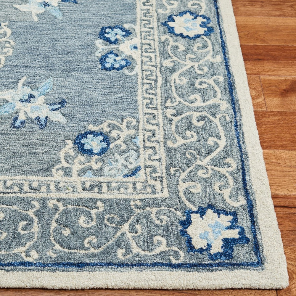 Suzani 504  Hand Tufted 100% Wool Pile Rug Grey / Ivory