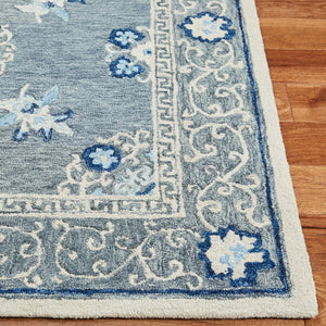 Suzani 504  Hand Tufted 100% Wool Pile Rug Grey / Ivory