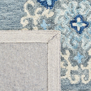 Suzani 504  Hand Tufted 100% Wool Pile Rug Grey / Ivory