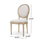 Noble House Dored French Country Fabric Upholstered Wood 5 Piece Dining Set, Beige and Natural