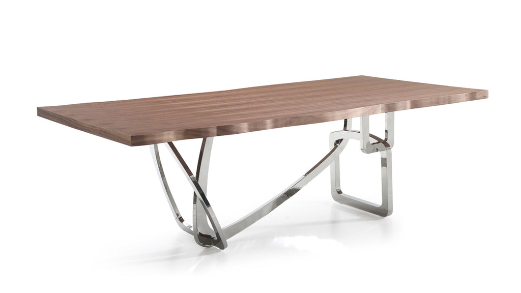 VIG Furniture Modrest Addy Modern Walnut & Stainless Steel Dining Table VGVCT1301S-24