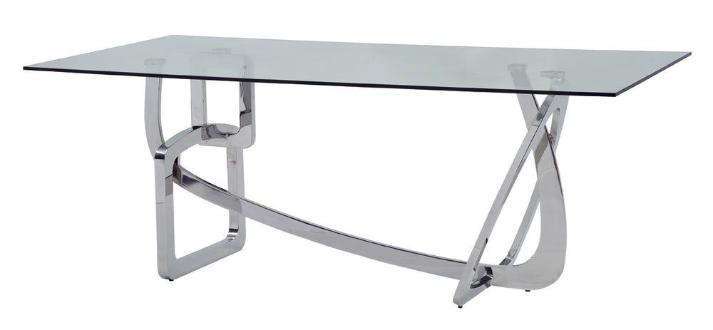 VIG Furniture Modrest Adelaide Modern Stainless Steel & Glass Dining Table VGVCT1301S