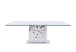 VIG Furniture Modrest Edwin Modern Glass & Stainless Steel Dining Table VGVCT1828
