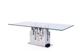 VIG Furniture Modrest Edwin Modern Glass & Stainless Steel Dining Table VGVCT1828