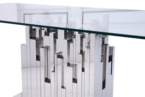 VIG Furniture Modrest Edwin Modern Glass & Stainless Steel Dining Table VGVCT1828
