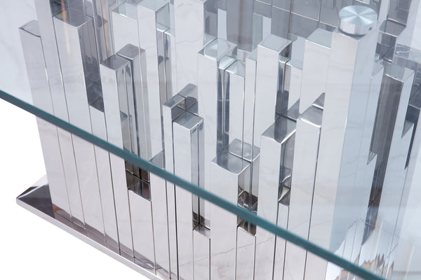 VIG Furniture Modrest Edwin Modern Glass & Stainless Steel Dining Table VGVCT1828