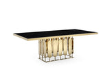 VIG Furniture Modrest Griffith Modern Black Glass & Gold Dining Table VGVCT1866-BLK