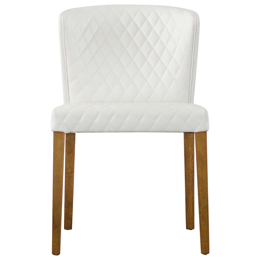 Albie Low-Back Dining Chair Set of 2 - Stylish Bonded Leather with Quilted Design & Solid Wood Legs