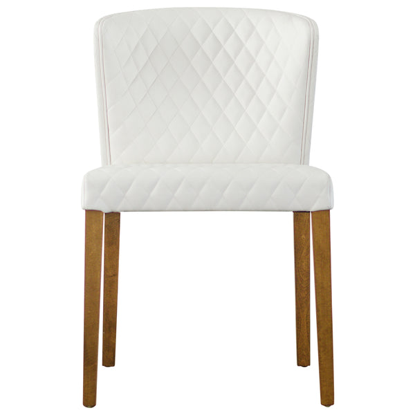 Albie Low-Back Dining Chair Set of 2 - Stylish Bonded Leather with Quilted Design & Solid Wood Legs