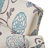 Tafton White and Blue Floral Fabric Club Chair