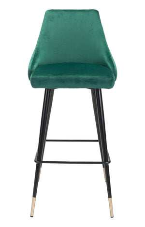 Zuo Modern Piccolo 100% Polyester, Plywood, Steel Modern Commercial Grade Barstool Green, Black, Gold 100% Polyester, Plywood, Steel