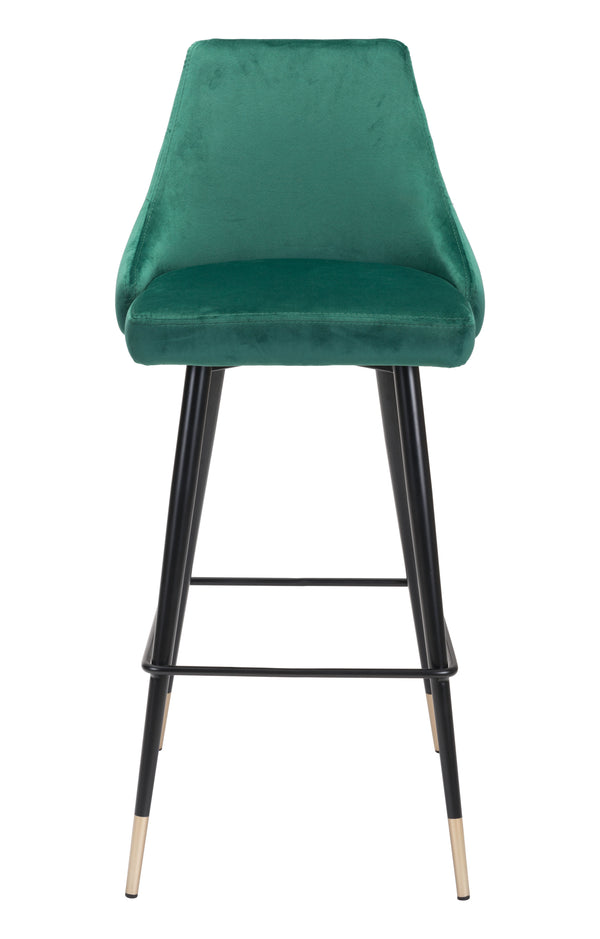 Zuo Modern Piccolo 100% Polyester, Plywood, Steel Modern Commercial Grade Barstool Green, Black, Gold 100% Polyester, Plywood, Steel