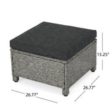 Noble House Puerta Outdoor 8 Seater Wicker Chat Set with Ottomans, Mix Black and Dark Gray