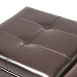 Merrill Double Opening Chocolate Brown Leather Storage Ottoman Noble House