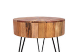 Porter Designs Montrose Solid Mango Wood Starburst Design Natural End Table Brown 05-192-03-9100