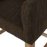 Armga Contemporary Fabric Upholstered Wood 26 inch Counter Stools, Brown and Weathered Natural Noble House