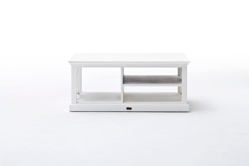 Halifax Coffee Table - Classic White Semi-Gloss Finish, Solid Mahogany, Stylish Storage Solution