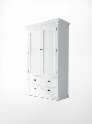Halifax Wardrobe in semi-gloss paint with a smooth top coat. Solid Mahogany, Composite wood