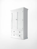 Halifax Wardrobe in semi-gloss paint with a smooth top coat. Solid Mahogany, Composite wood