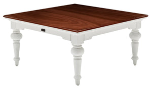 Provence Accent Square Coffee Table in White with Brown wood veneer top Mahogany, MDF, Veneer